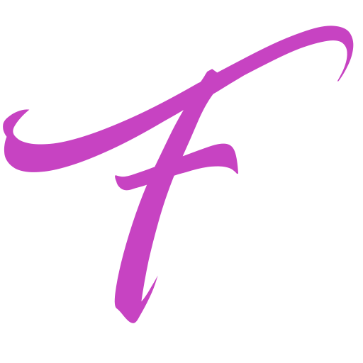 Stylized pink letter "F" representing the FashionMania.blog brand logo.