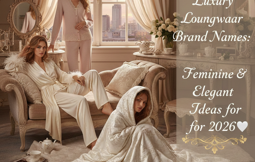 Three women in a high-end, elegant penthouse setting wearing silk and lace loungewear, with a decorative gold title overlay on the right side.