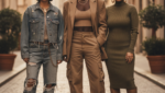 Feature image showing a diverse group of three women with trendy 2026 short hairstyles: a platinum blonde textured pixie, a sharp glossy dark bob, and a curly copper tapered cut. They are smiling, wearing trendy street style outfits, golden hour lighting, high fashion editorial style.