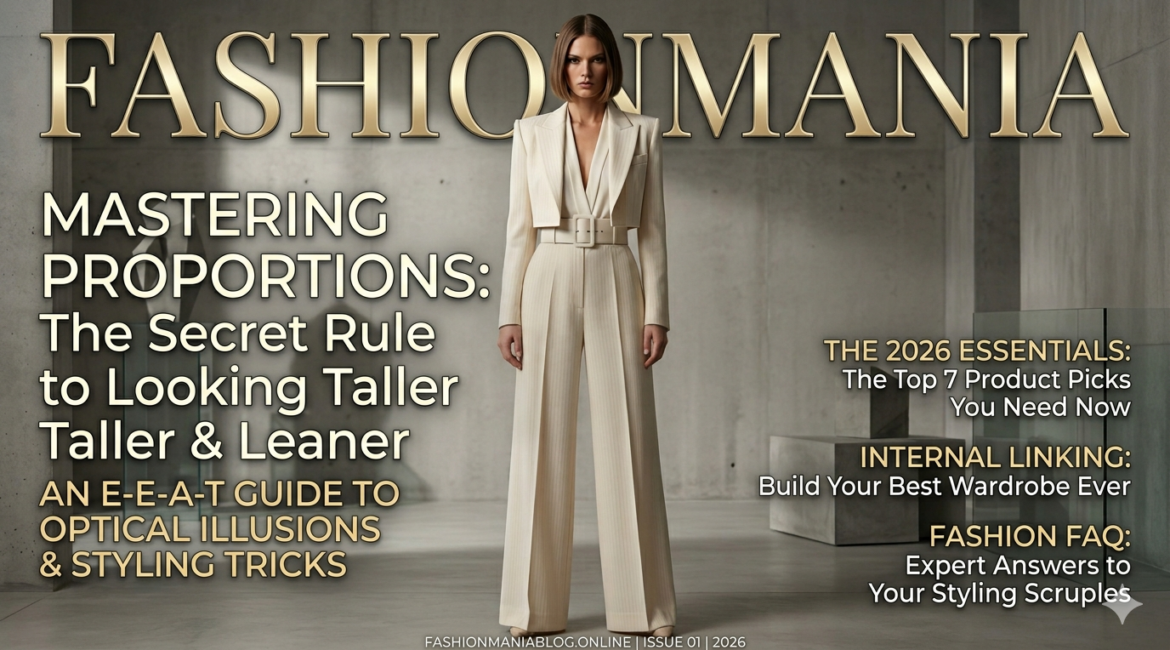 A tall, lean woman wearing high-waisted wide-leg trousers and a V-neck bodysuit in a monochromatic studio setting.